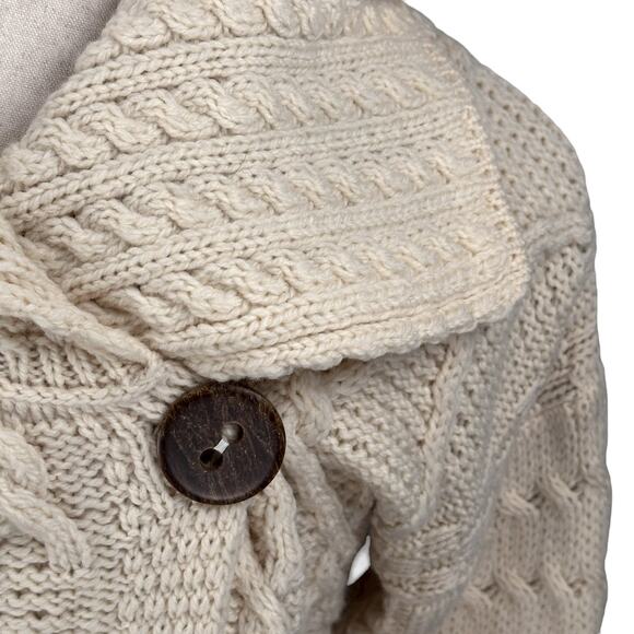 Standun Wrap Cardigan Sweater Women’s Medium Cream Ivory Ireland Merino Wool - Picture 4 of 10